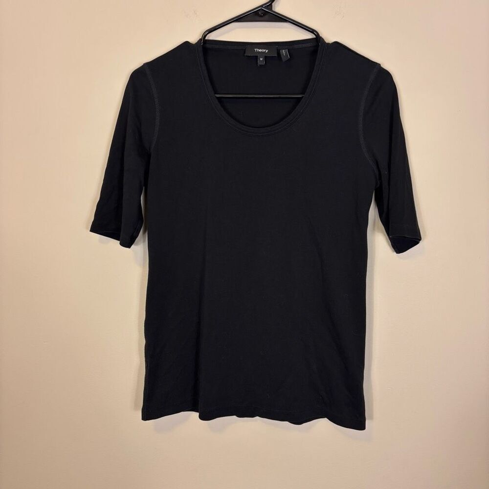 Theory Women's Pima Cotton Scoop Neck Short Sleeve‎ Top Size Medium